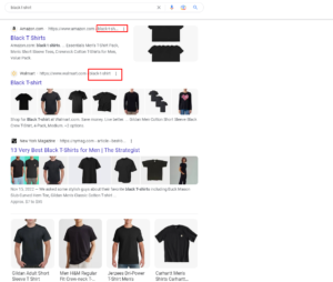 Google Search for Black T-shirt